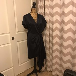1X Dramatic Navy Asymetric Wrap Dress